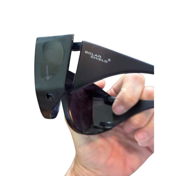 Solar Shield Women's Black Polarized Wear Over Smoke Driving Sunglasses - Picture 3 of 7